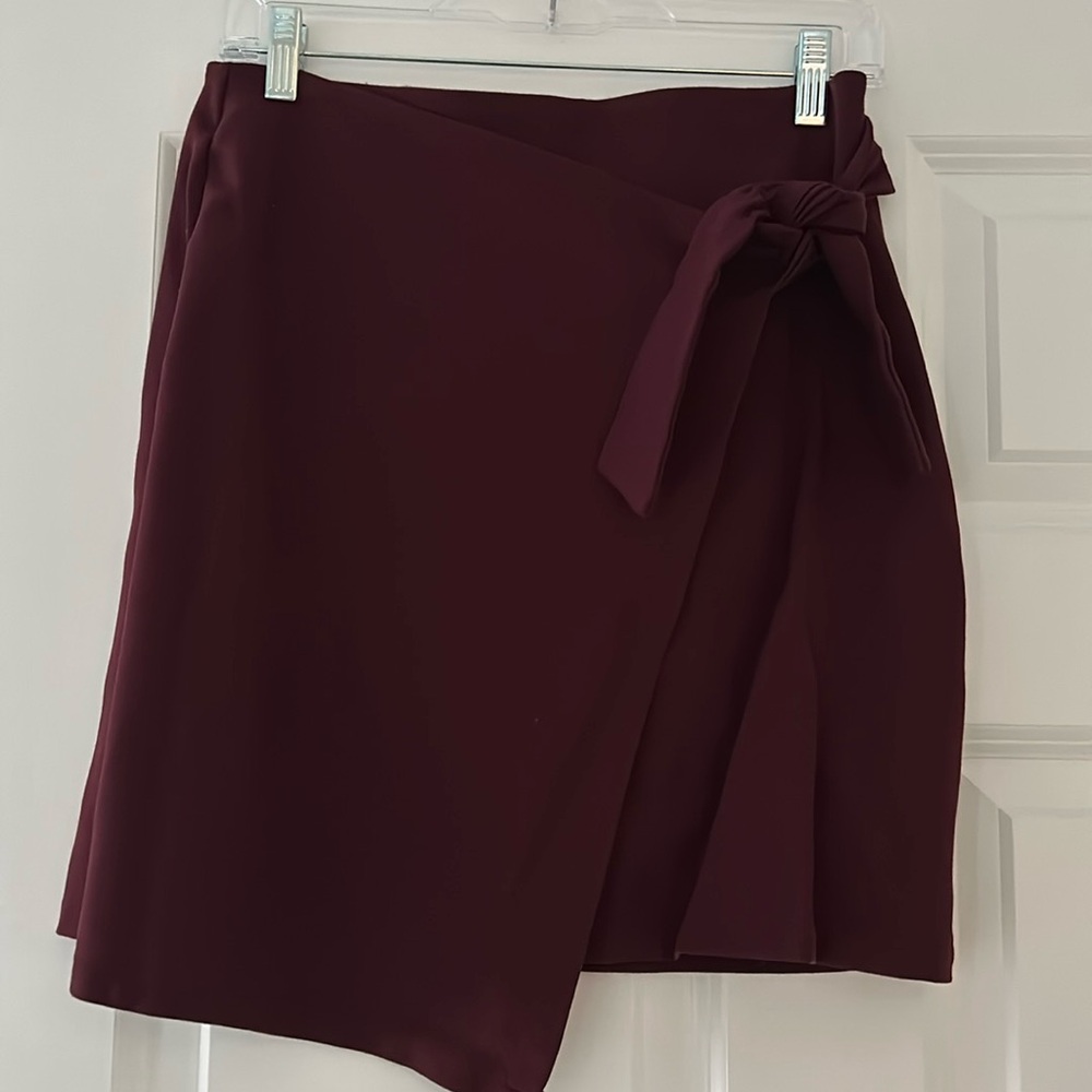 Loft Maroon Tie Skirt